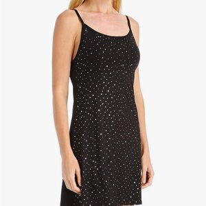 S Black Summer Dress with Sequins Spaghetti Straps Back Long Zipper Cute Party